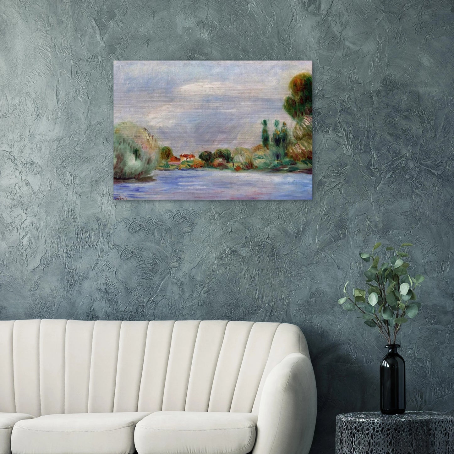 House on the River - Pierre-Auguste Renoir Brushed Aluminum Print - 70x100 cm / 28x40 inches | Pierre-Auguste Renoir Aluminum Print | Pierre-Auguste Renoir Prints