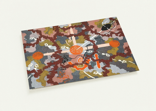 Ngarlu Love Story - 1993 By Clifford Possum Tjapaltjarri Pack of 10 Post Cards | Clifford Possum Tjapaltjarri Post Cards | A6 (10.5 x 14.8 cm) - 4.1 x 5.8 inches