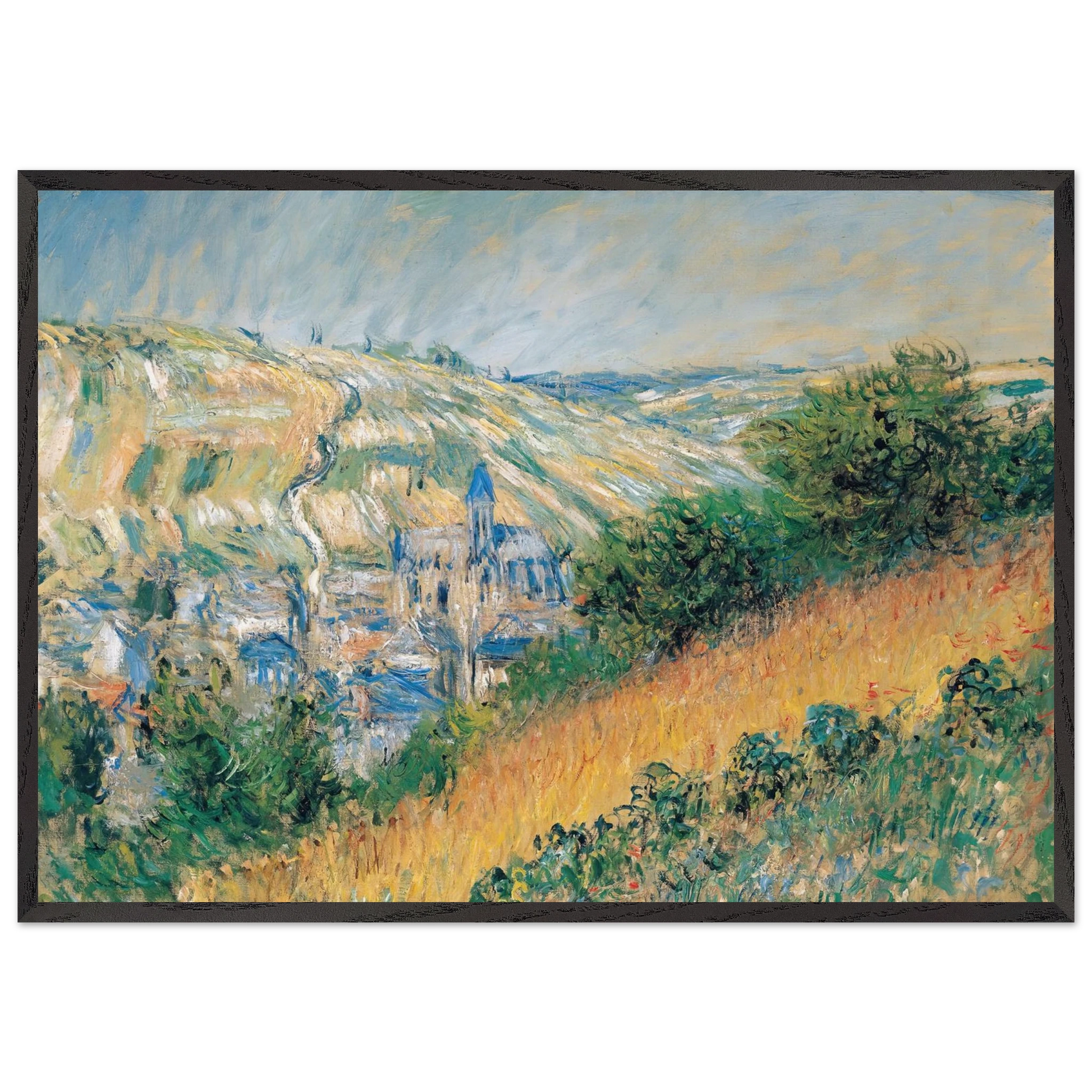 View over Vetheuil - claude monet Framed Art Print – Black Wooden Frame - Default Title - -Framed Art Print