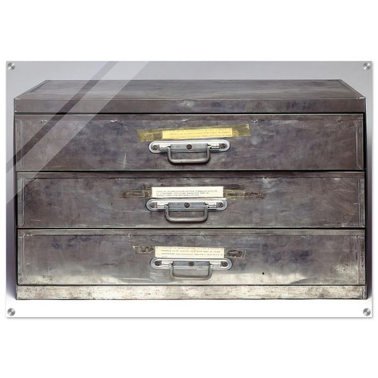 ATTEMPT AT RECREATION THREE DRAWERS 1971 - Christian Boltanski Acrylic Print - 70x100 cm / 28x40″ inches