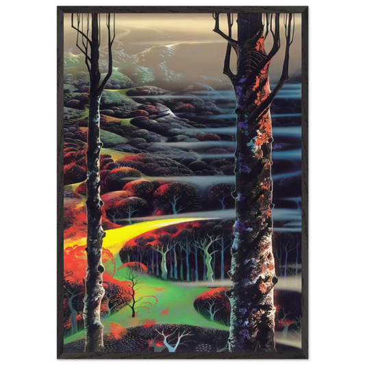 A Touch of Autumn - Eyvind Earle Framed Art Print – Black Wooden Frame - Default Title - -Framed Art Print