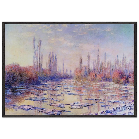 Floating Ice on the Seine - claude monet 70x100 cm / 28x40 inches Framed Art Print – Black Wooden Frame