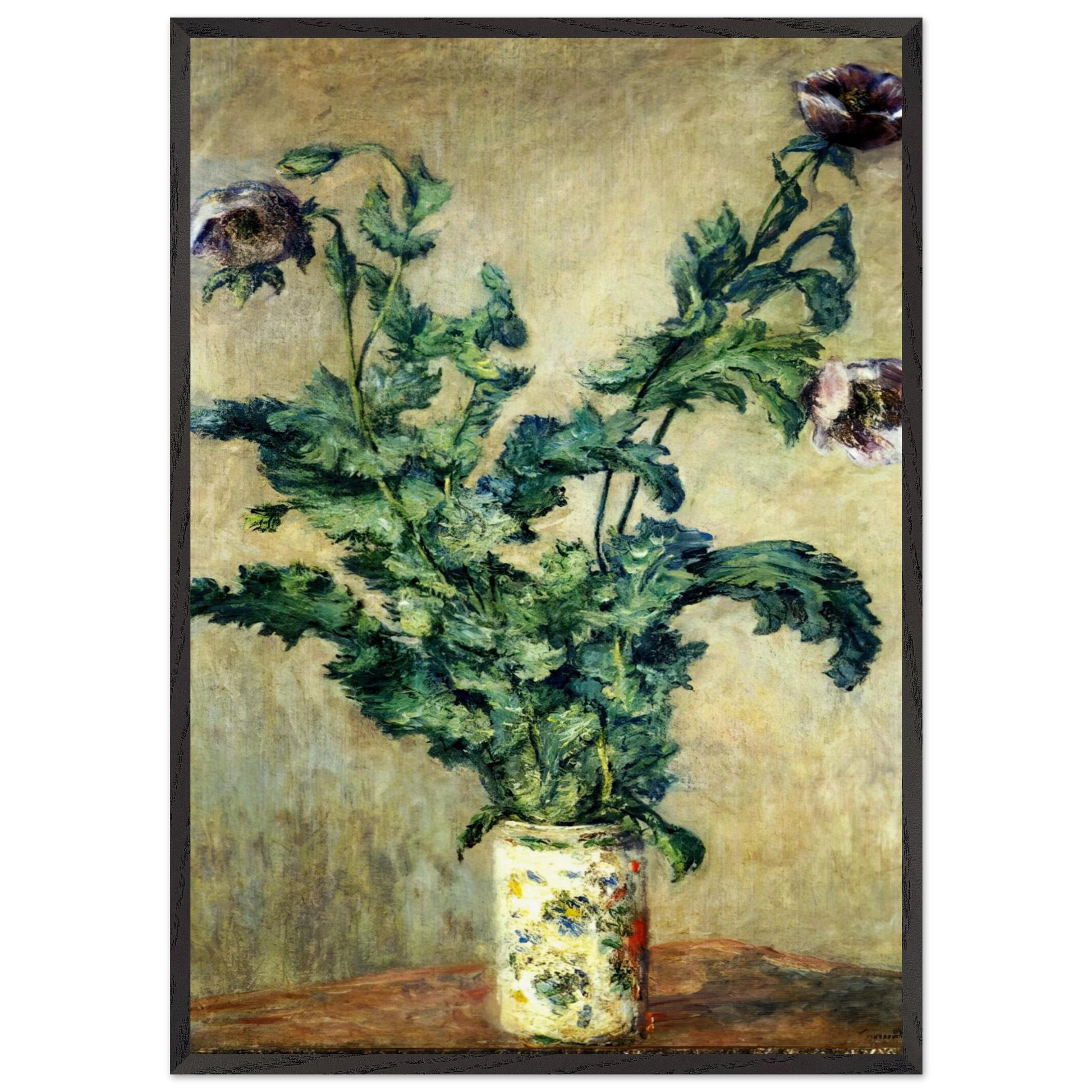 Purple Poppies - claude monet Framed Art Print – Black Wooden Frame - Default Title - -Framed Art Print