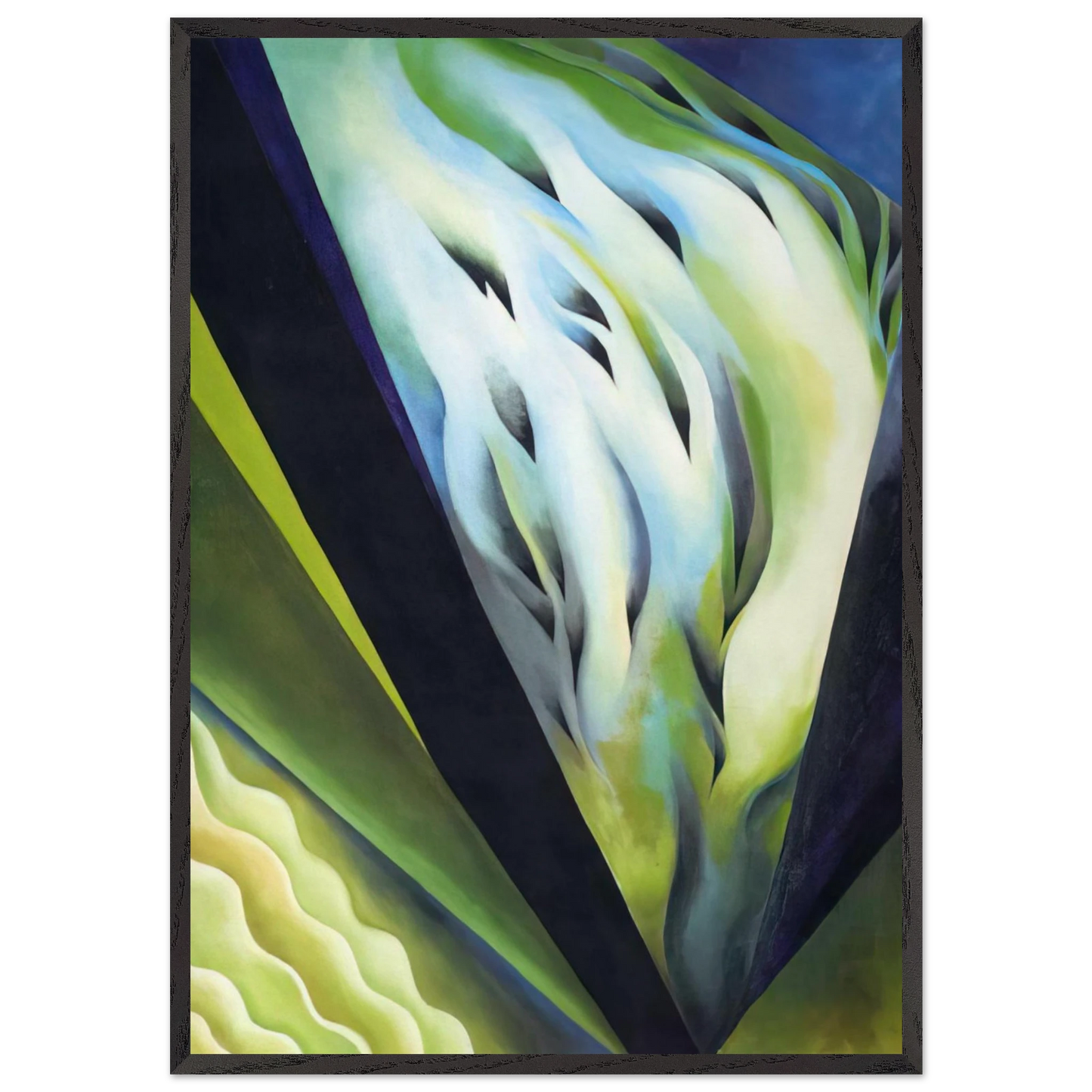 Blue and Green Music - Georgia OKeeffe 70x100 cm / 28x40 inches Framed Art Print – Black Wooden Frame