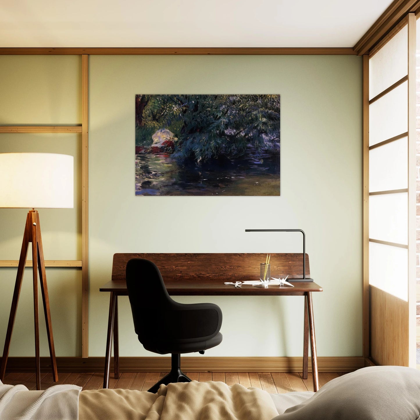 A Backwater, Calcot Mill near Reading - John Singer Sargent Brushed Aluminum Print - 70x100 cm / 28x40 inches | John Singer Sargent Aluminum Print | John Singer Sargent Prints