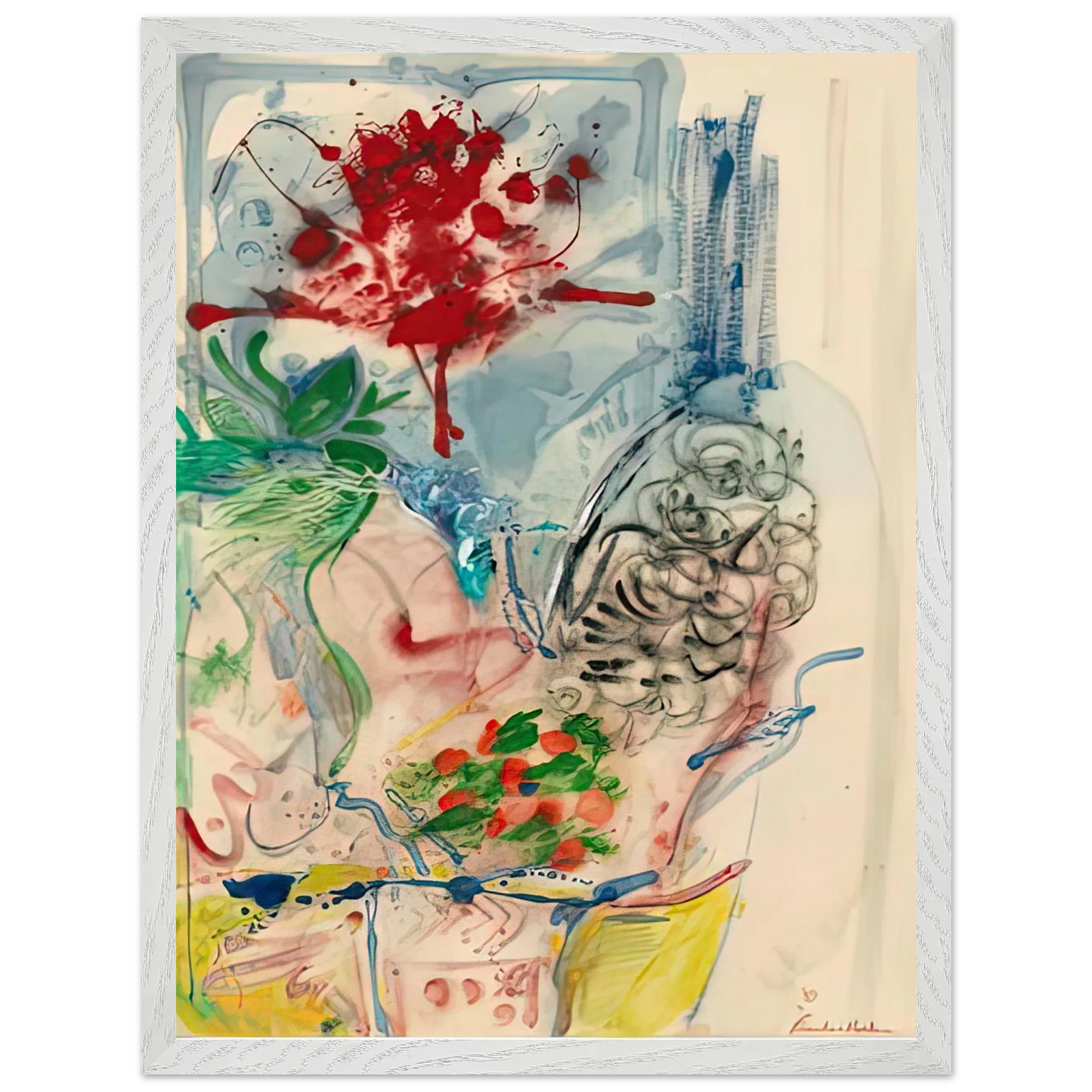 Helen Frankenthaler - L’Amour Toujours L’Amour, 1957- Wall Art - 60x80 cm / 24x32 inches - Premium Wooden Framed Poster With Fine Art Paper - Black frame