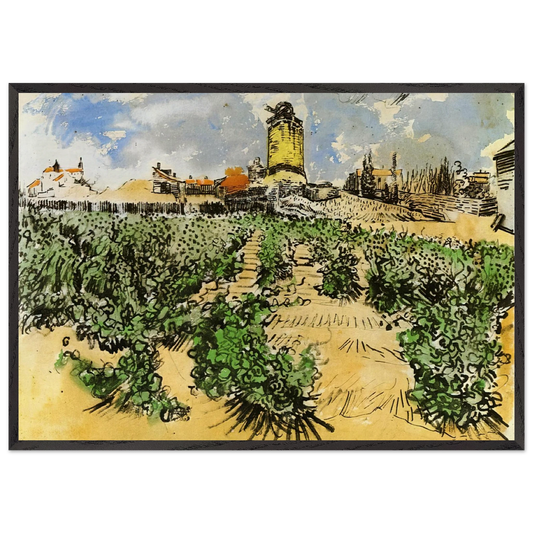 The Mill of Alphonse Daudet at Fontevieille - Vincent van Gogh Framed Art Print – Black Wooden Frame - Default Title - -Framed Art Print