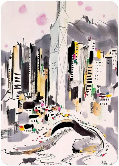 Hong Kong - 1997 By Wu Guanzhong Pack of 10 Post Cards | Wu Guanzhong Post Cards | A6 (10.5 x 14.8 cm) - 4.1 x 5.8 inches