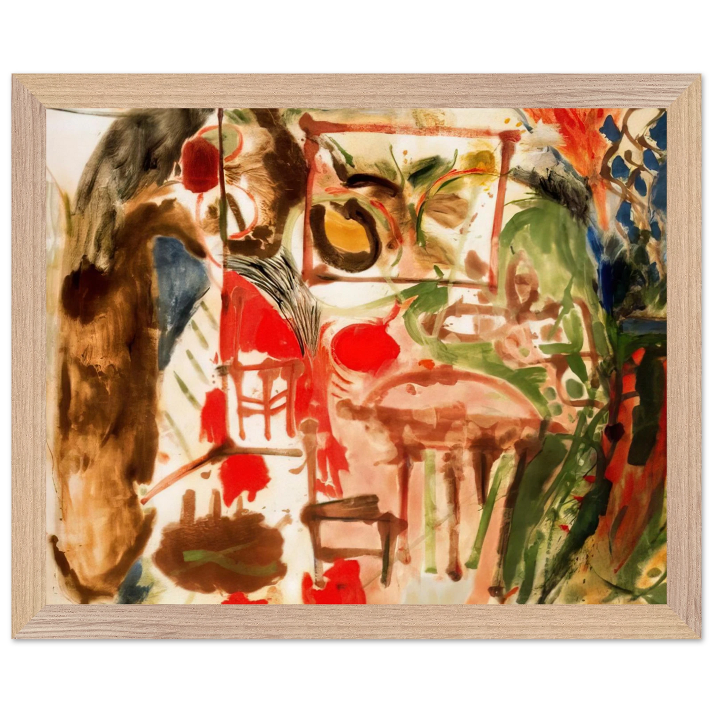 Helen Frankenthaler - Interior - 1957 Wall art - 60x80 cm / 24x32 inches - Premium Wooden Framed Poster With Fine Art Paper - White frame