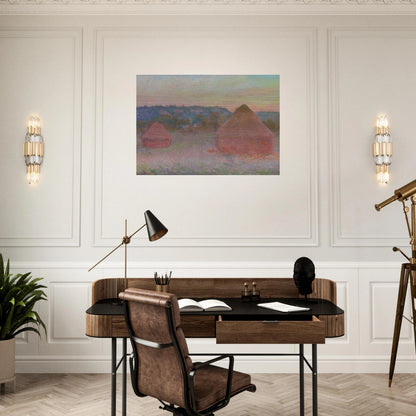 Stacks of Wheat End of Day, Autumn - claude monet Brushed Aluminum Print - 70x100 cm / 28x40 inches | claude monet Aluminum Print | claude monet Prints