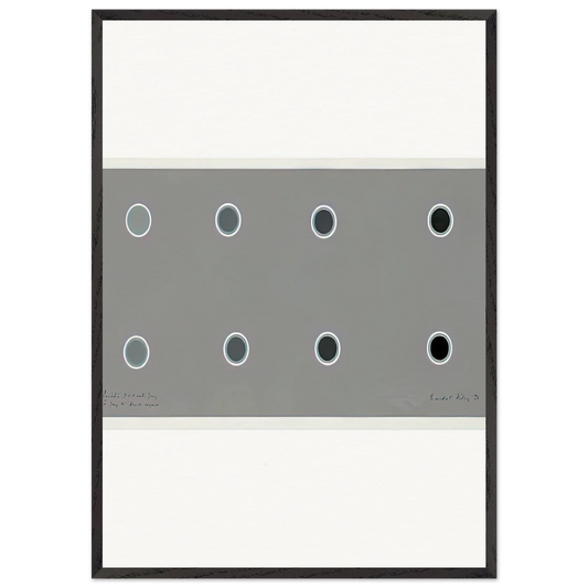 ENCIRCLING DISCS WITH GREY IN GREY TO BLACK SEQUENCE 1970 - Bridget Riley Framed Art Print – Black Wooden Frame - Default Title - -Framed Art Print