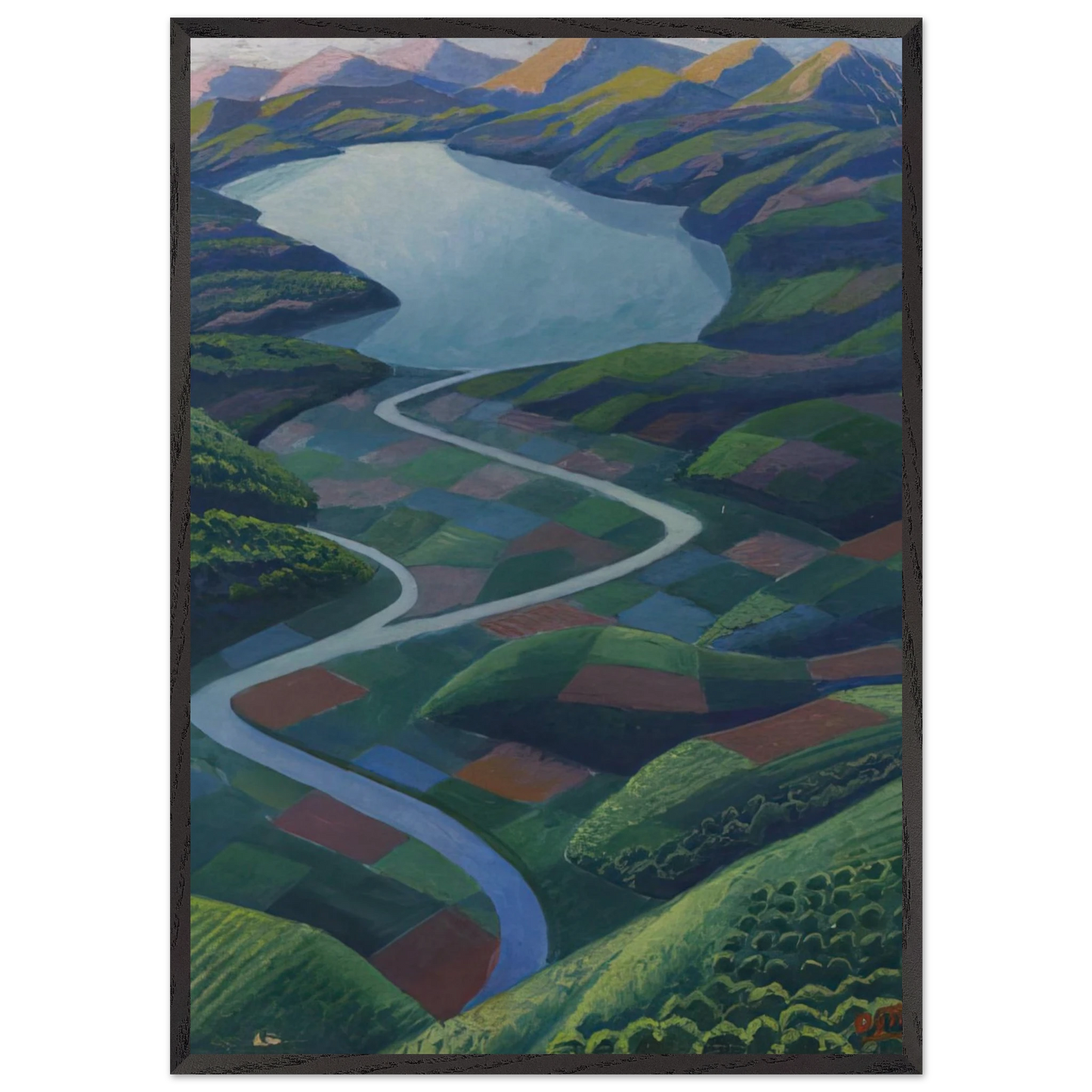 Paesaggio Aereo - 1936 - Gerardo Dottori Framed Art Print – Black Wooden Frame - Default Title - -Framed Art Print