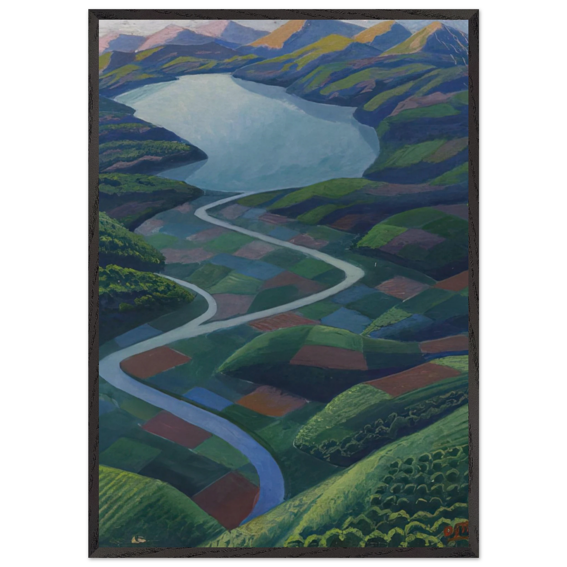 Paesaggio Aereo - 1936 - Gerardo Dottori Framed Art Print – Black Wooden Frame - Default Title - -Framed Art Print