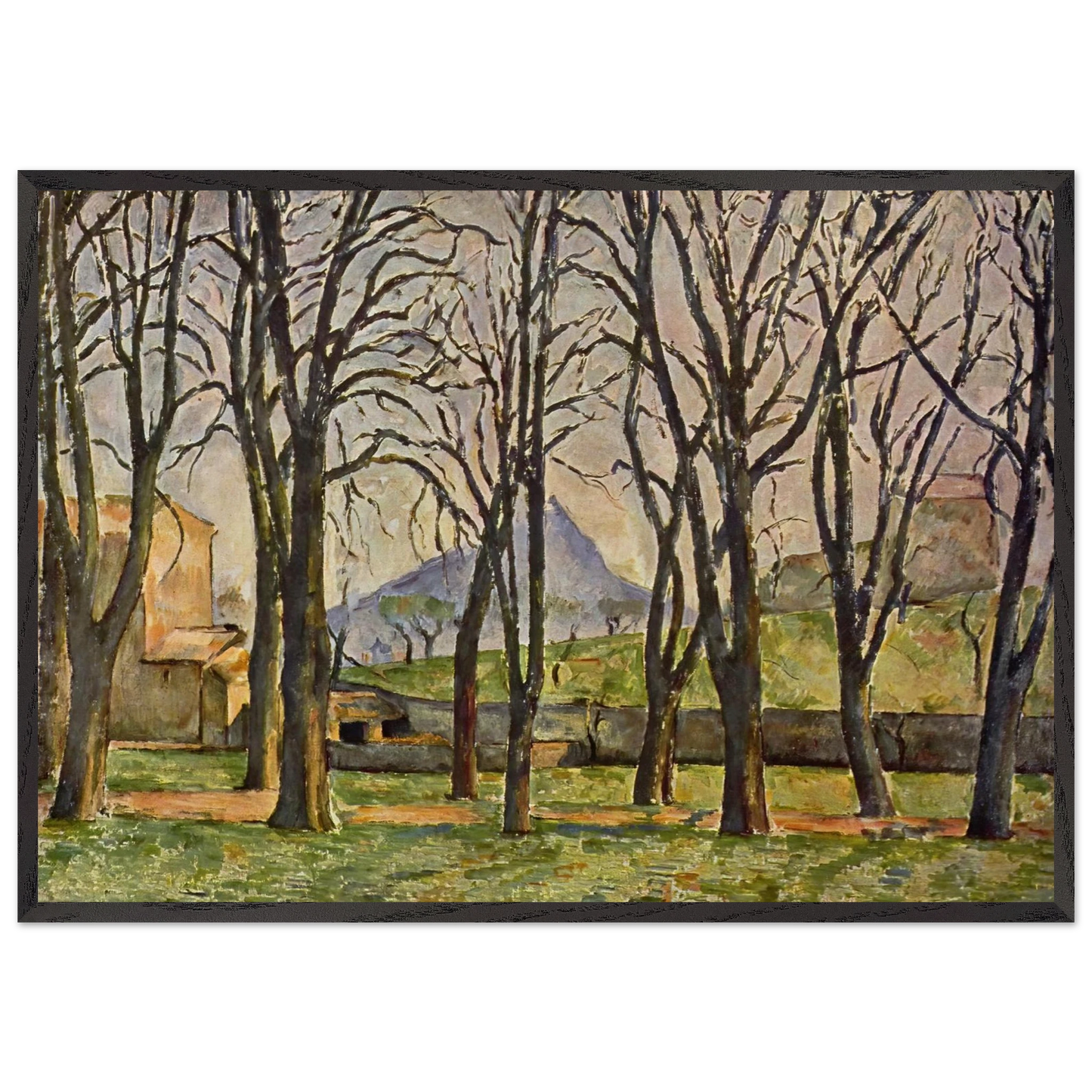 Chestnut Trees at the Jas de Bouffan - Paul Cezanne 70x100 cm / 28x40 inches Framed Art Print – Black Wooden Frame