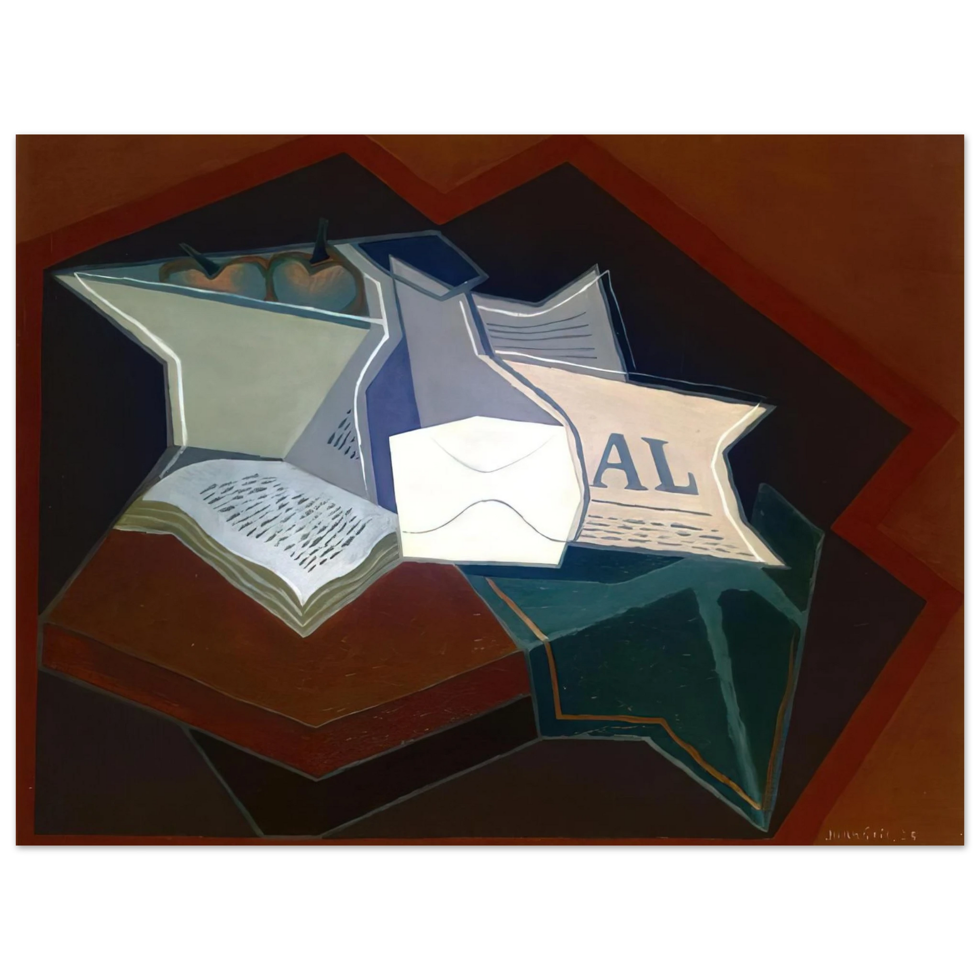 Juan Gris - COMPOTIER CARAFE AND OPEN BOOK Fine Art Poster - Default Title