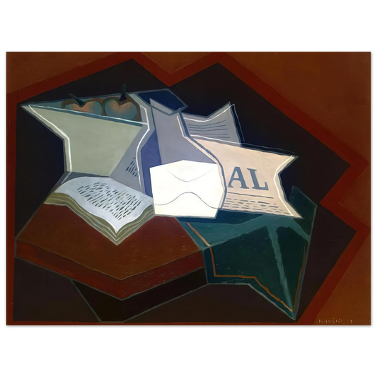 Juan Gris - COMPOTIER CARAFE AND OPEN BOOK Fine Art Poster - Default Title
