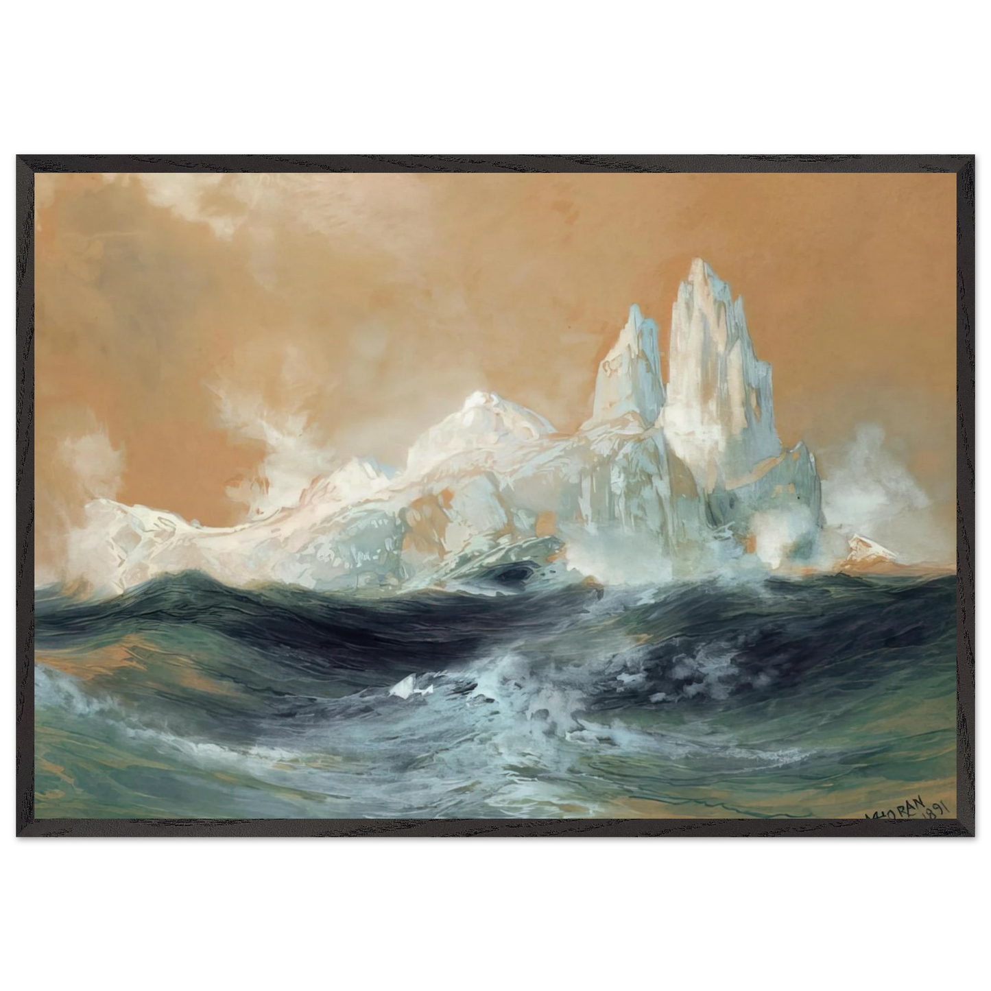 Icebergs - Thomas Moran Framed Art Print – Black Wooden Frame - Default Title - -Framed Art Print