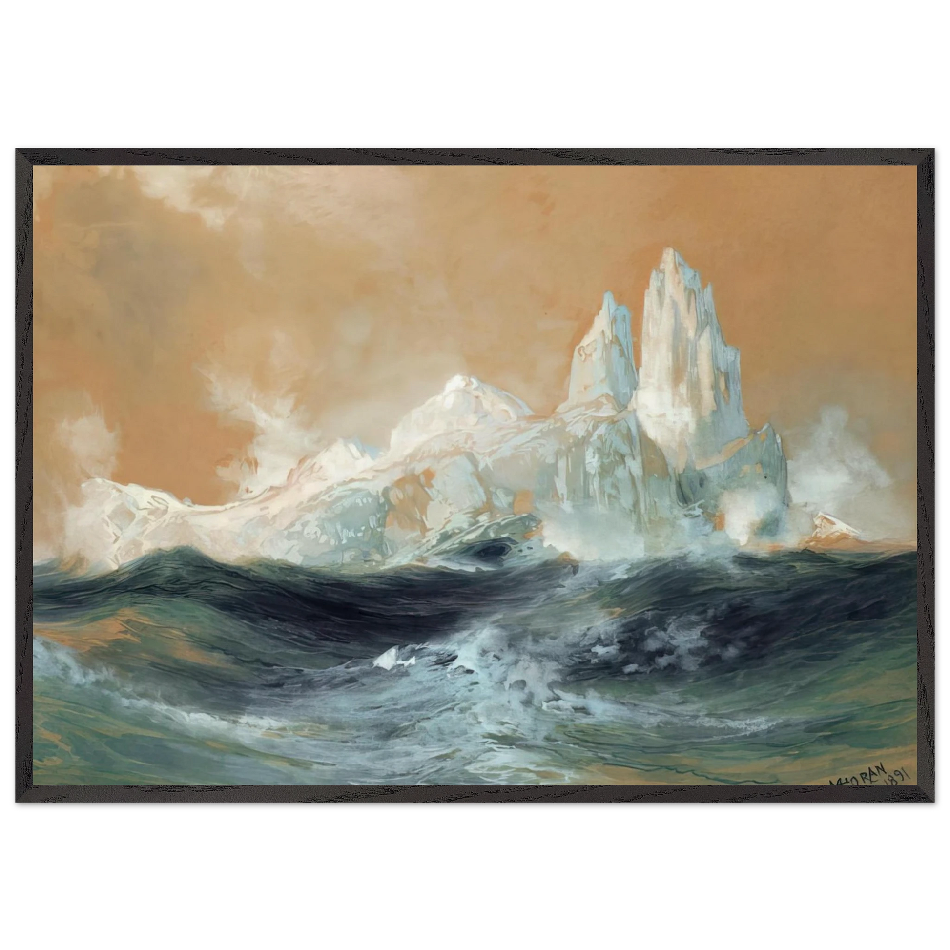 Icebergs - Thomas Moran Framed Art Print – Black Wooden Frame - Default Title - -Framed Art Print
