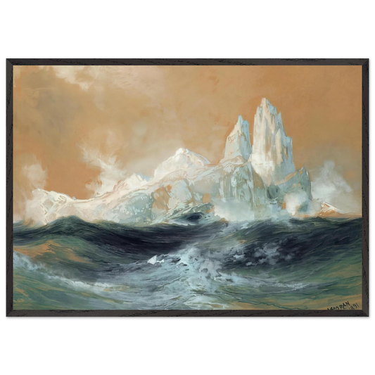 Icebergs - Thomas Moran 70x100 cm / 28x40 inches Framed Art Print – Black Wooden Frame