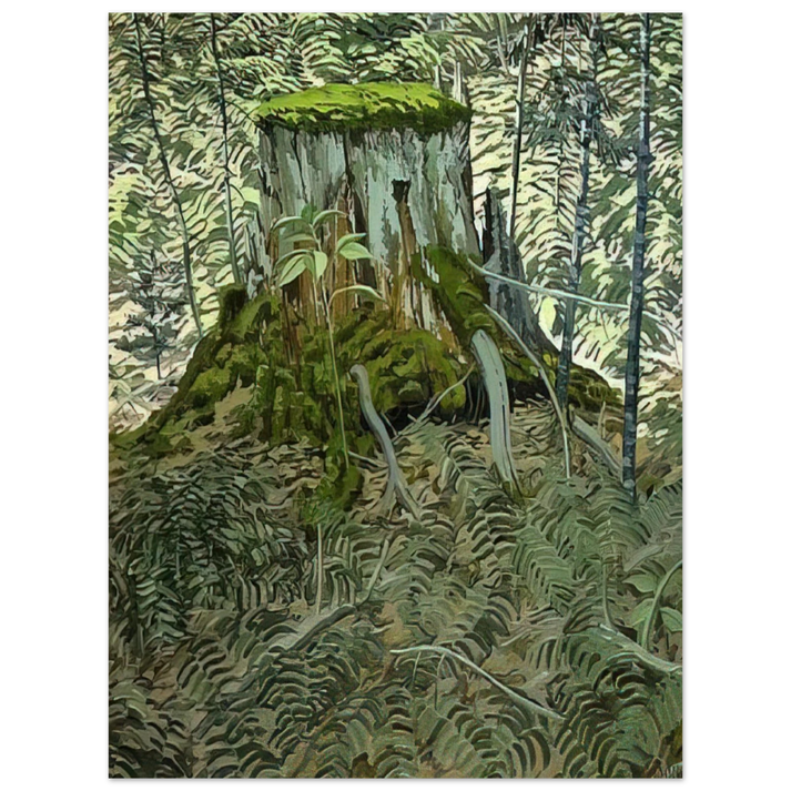 Neil Welliver - Stump and Ferns - Contemporary Realism  75x100 cm / 30x40inches Fine Art Poster