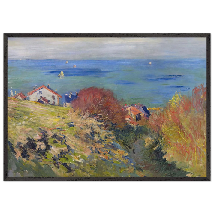 Pourville - claude monet 70x100 cm / 28x40 inches Framed Art Print – Black Wooden Frame