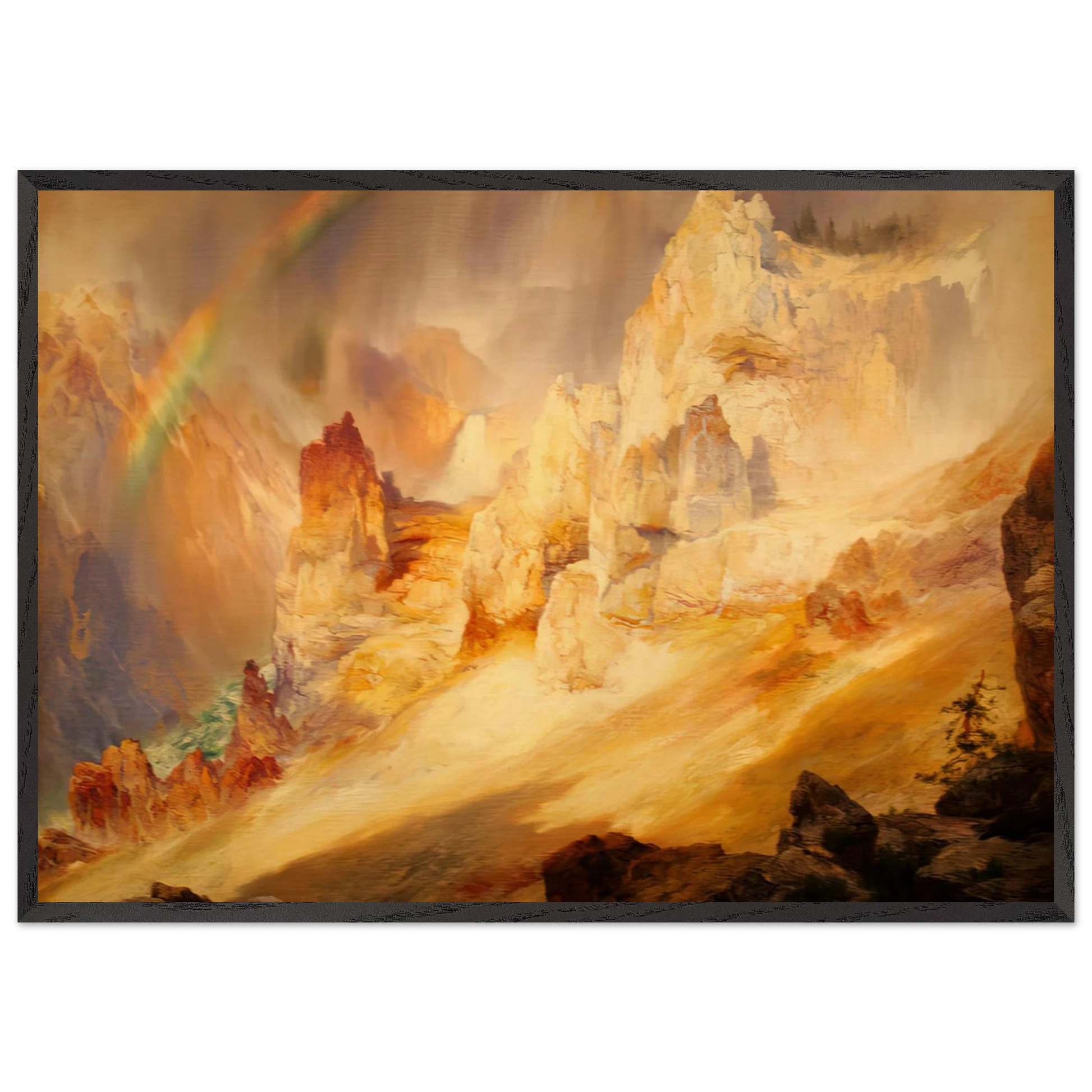 Rainbow over the Grand Canyon of the Yellowstone - Thomas Moran Framed Art Print – Black Wooden Frame - Default Title - -Framed Art Print