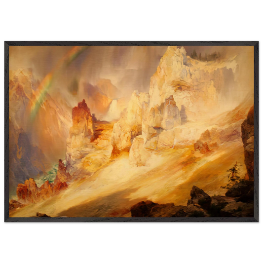 Rainbow over the Grand Canyon of the Yellowstone - Thomas Moran Framed Art Print – Black Wooden Frame - Default Title - -Framed Art Print