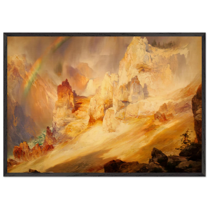 Rainbow over the Grand Canyon of the Yellowstone - Thomas Moran 70x100 cm / 28x40 inches Framed Art Print – Black Wooden Frame