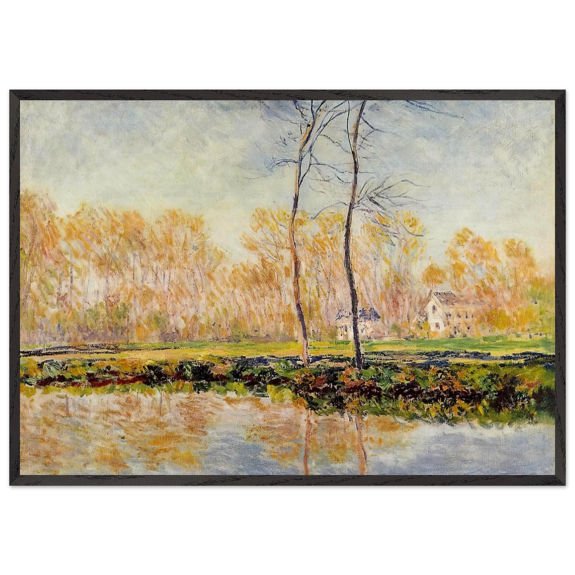 The Banks of the River Epte at Giverny - claude monet Framed Art Print – Black Wooden Frame - Default Title - -Framed Art Print