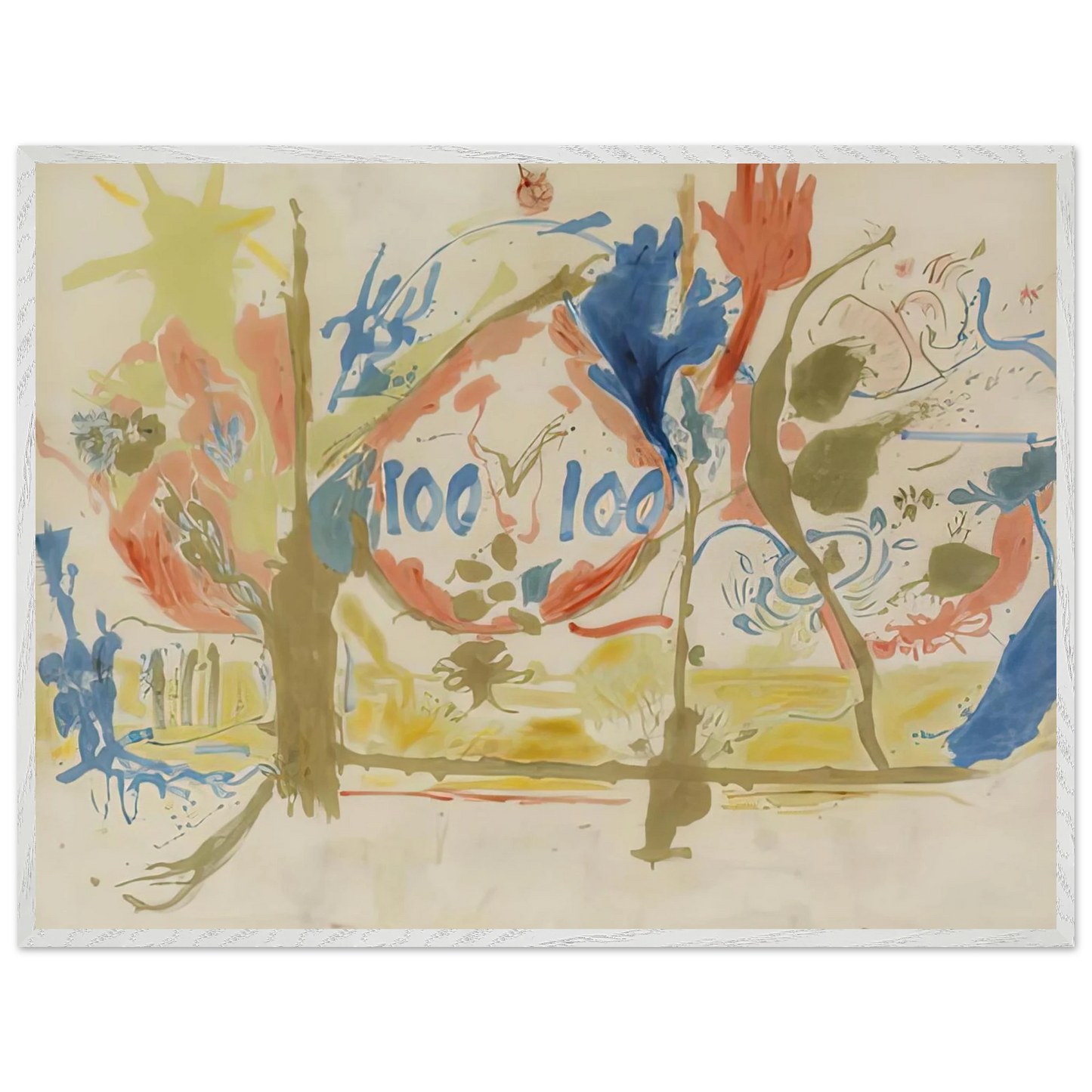 Helen Frankenthaler - Eden, 1956- Wall Art - 60x80 cm / 24x32 inches - Premium Wooden Framed Poster With Fine Art Paper - White frame