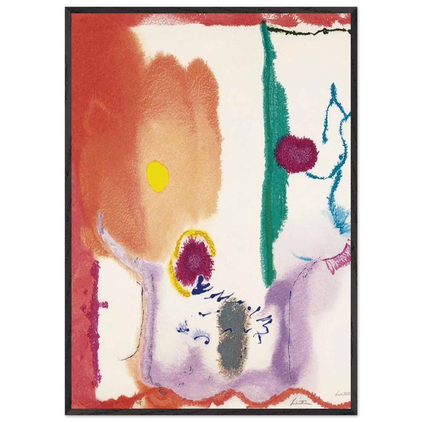Helen Frankenthaler - Beginnings - 2002 Wall art - 40x50 cm / 16x20 inches - Premium Wooden Framed Poster With Fine Art Paper - White frame