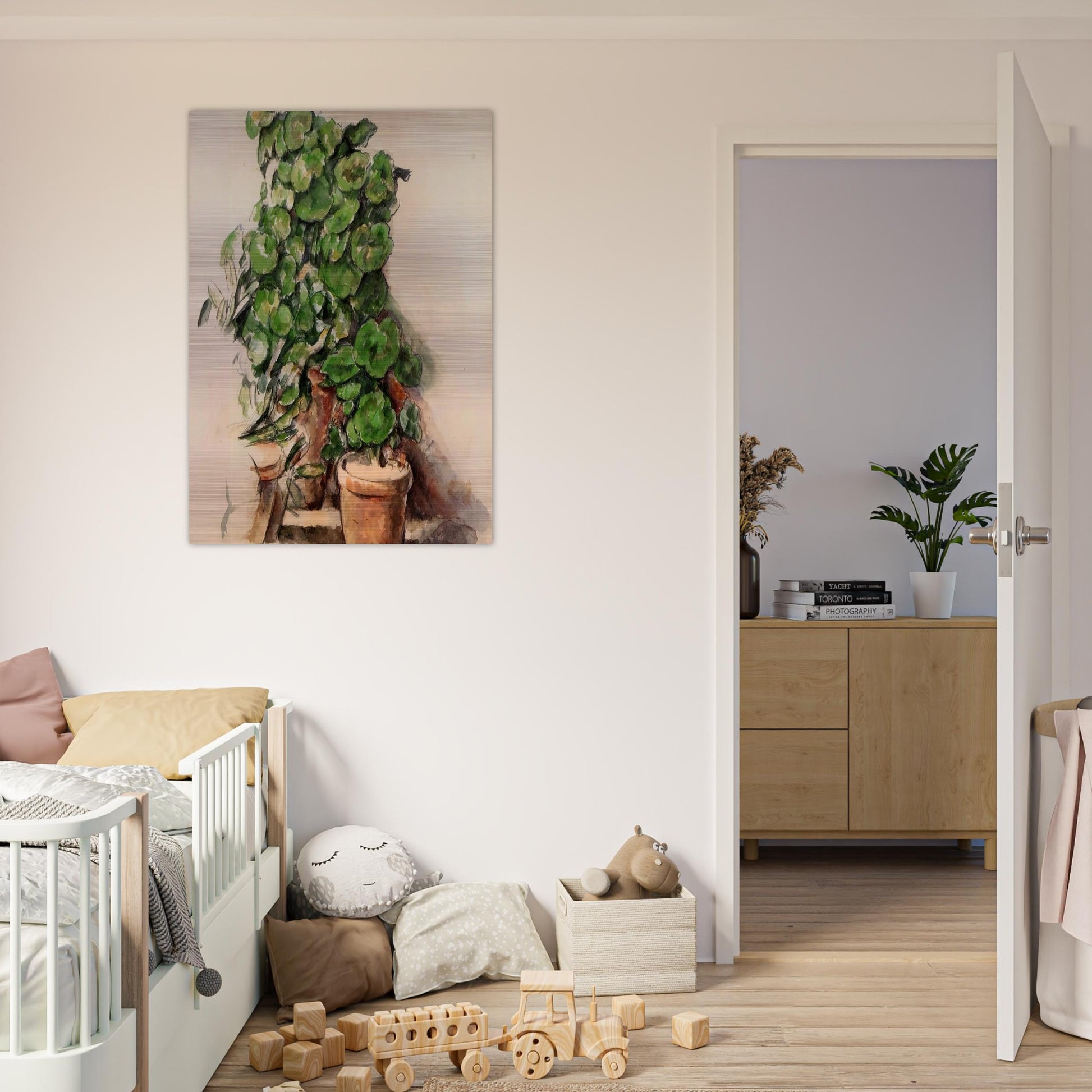 Pots of Geraniums - Paul Cézanne Brushed Aluminum Print - 70x100 cm / 28x40 inches | Paul Cézanne Aluminum Print | Paul Cézanne Prints