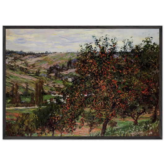 Apple Trees near Vetheuil - claude monet 70x100 cm / 28x40 inches Framed Art Print – Black Wooden Frame