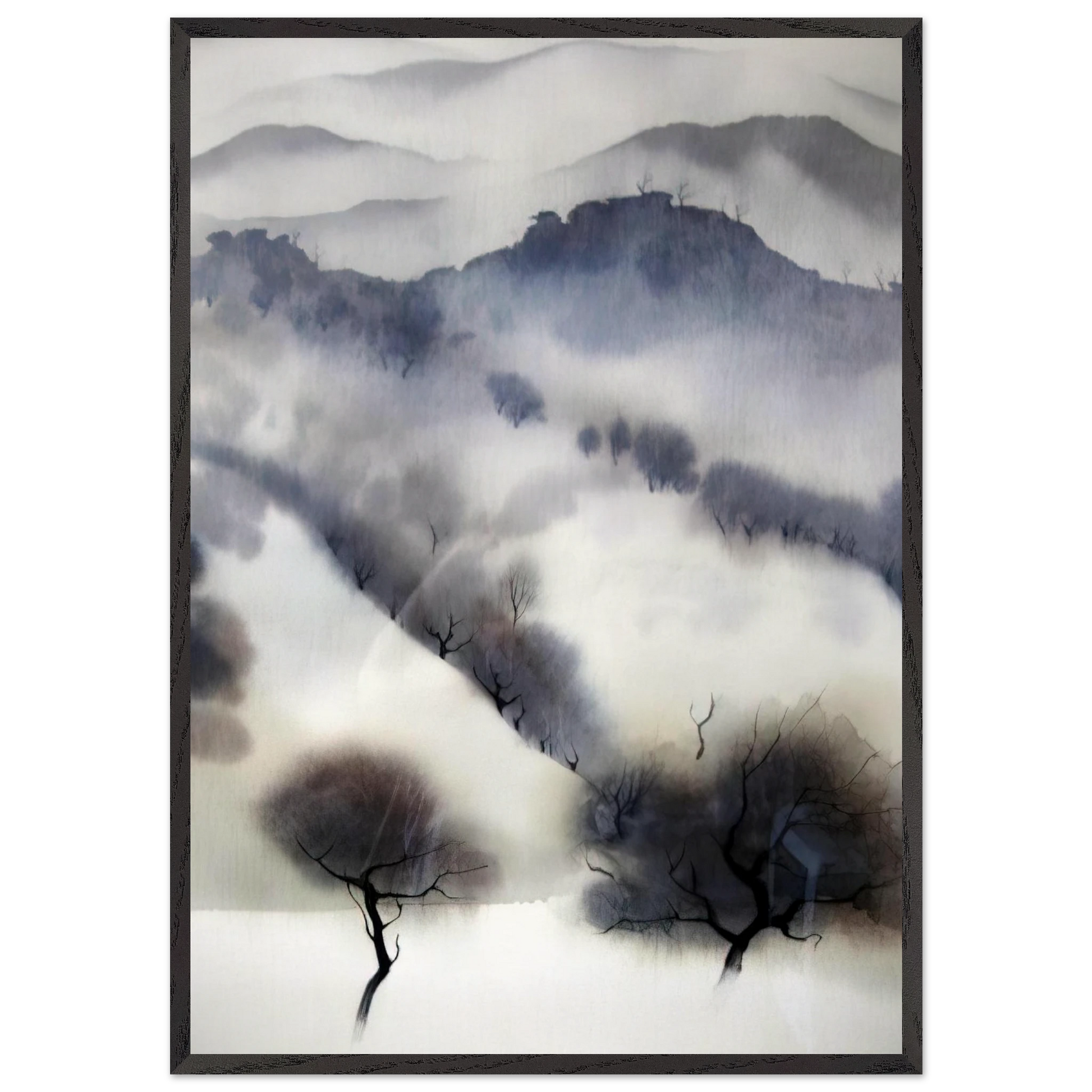 California landscape N1 - Eyvind Earle Framed Art Print – Black Wooden Frame - Default Title - -Framed Art Print