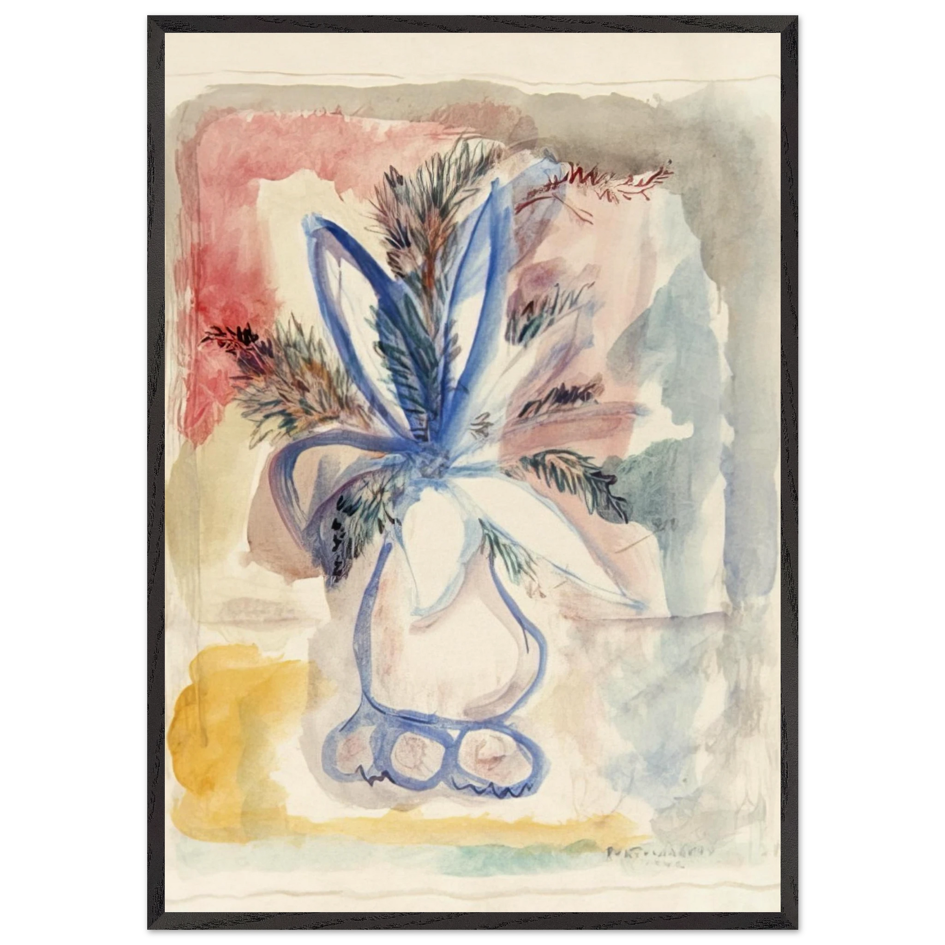 FLOWER VASE 1942 - Rene Portocarrero Framed Art Print – Black Wooden Frame - Default Title - -Framed Art Print