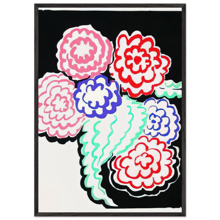 Wall artD181OULEURS IDEES 2 - Sonia Delaunay 70x100 cm / 28x40 inches Framed Art Print – Black Wooden Frame