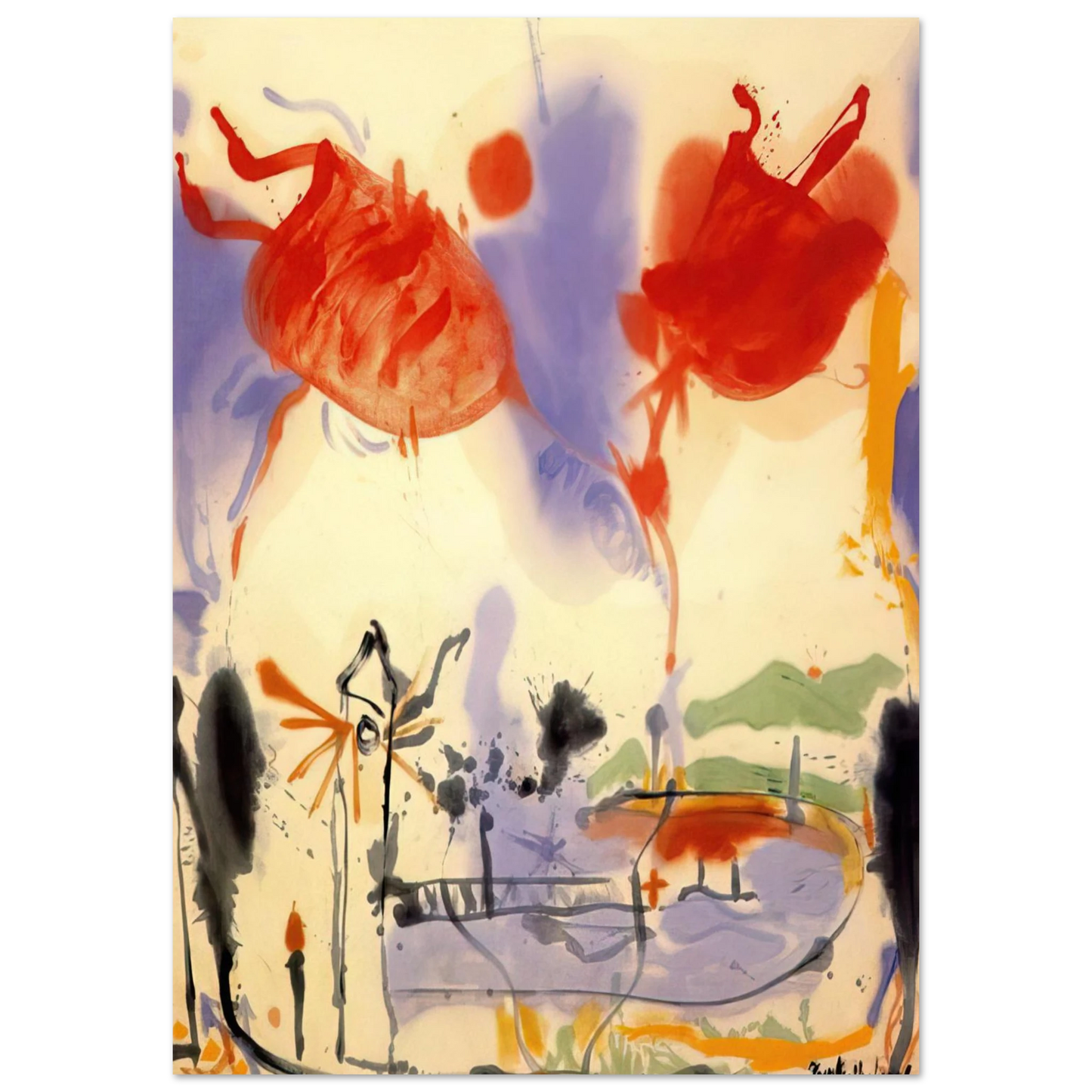 Helen Frankenthaler - Round Trip - 1957 Wall art - 20x25 cm / 8x10 inches - Premium Wooden Framed Poster With Fine Art Paper - White frame