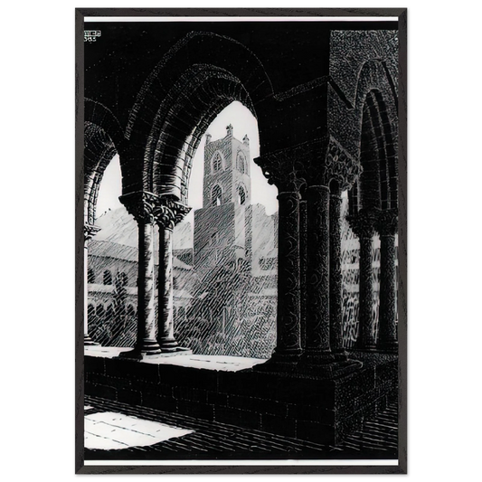 CLOISTER OF MONREALE SICILY - MC Escher Framed Art Print – Black Wooden Frame - Default Title - -Framed Art Print
