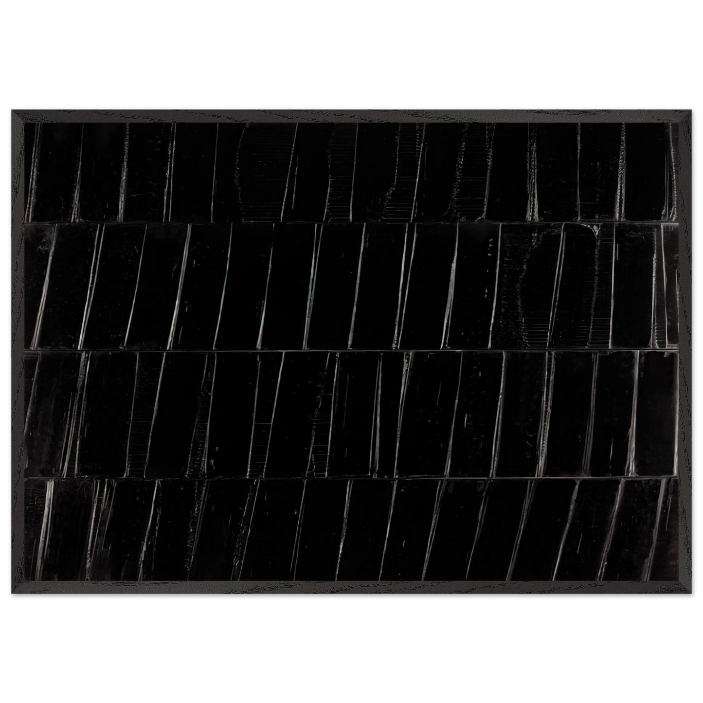 Peinture 324 x 362 cm 1985 Polyptyque C - 1985 - Pierre Soulages Framed Art Print – Black Wooden Frame - Default Title - -Framed Art Print