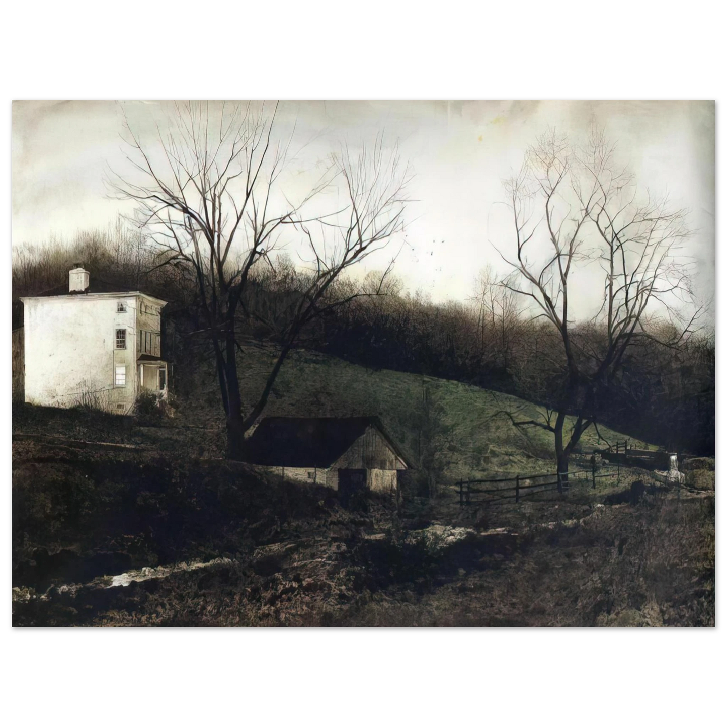 Andrew Wyeth - EVENING AT KUERNERS Wall Art - 21x29.7 cm / 8x12" - Fine Art Poster - -