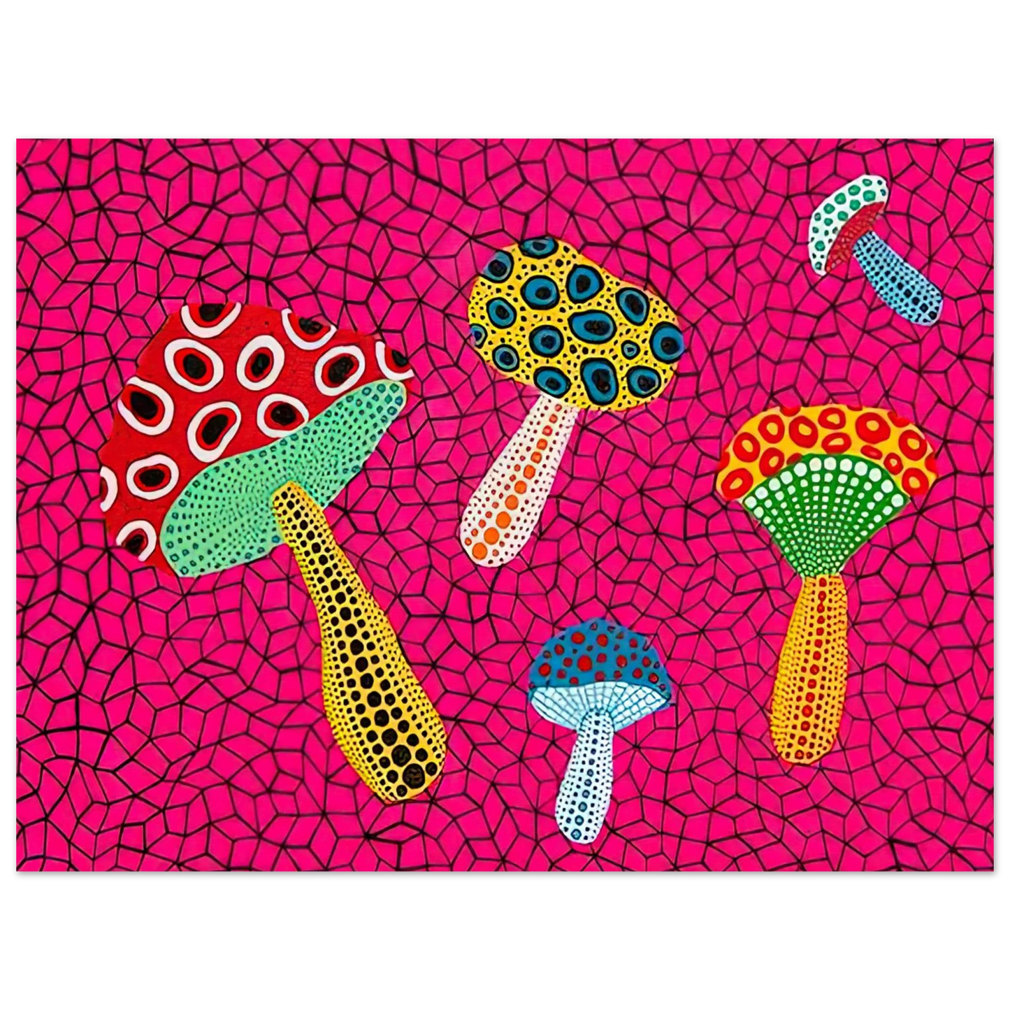 Yayoi Kusama - MUSHROOMS 1995 Fine Art Poster - 13x18 cm / 5x7 inches