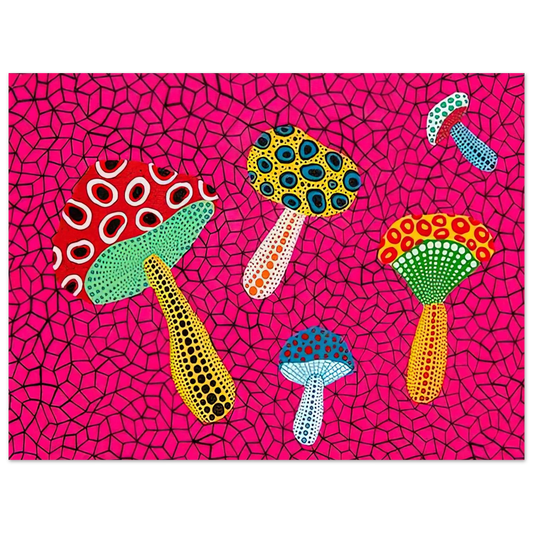 Yayoi Kusama - MUSHROOMS 1995 Fine Art Poster - 13x18 cm / 5x7 inches