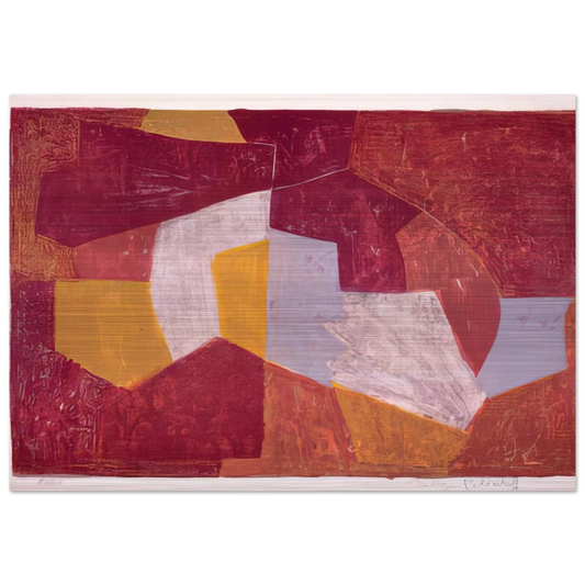 Composition carmin, brune, jaune et grise - 1956 - Serge Poliakoff Brushed Aluminum Print - 70x100 cm / 28x40 inches | Serge Poliakoff Aluminum Print | Serge Poliakoff Prints