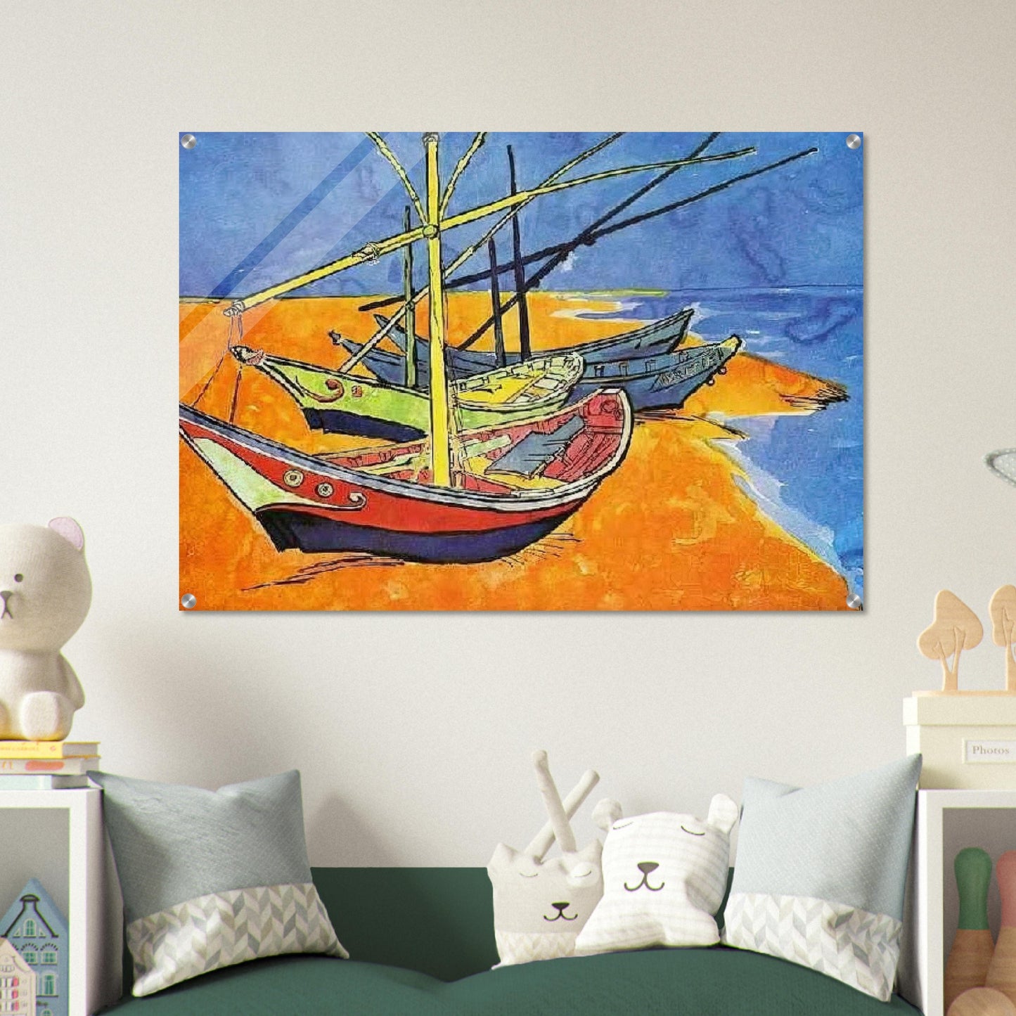 Fishing Boats on the Beach at Saintes-Maries-de-la-Mer - Vincent van Gogh Acrylic Print - 70x100 cm / 28x40″ inches