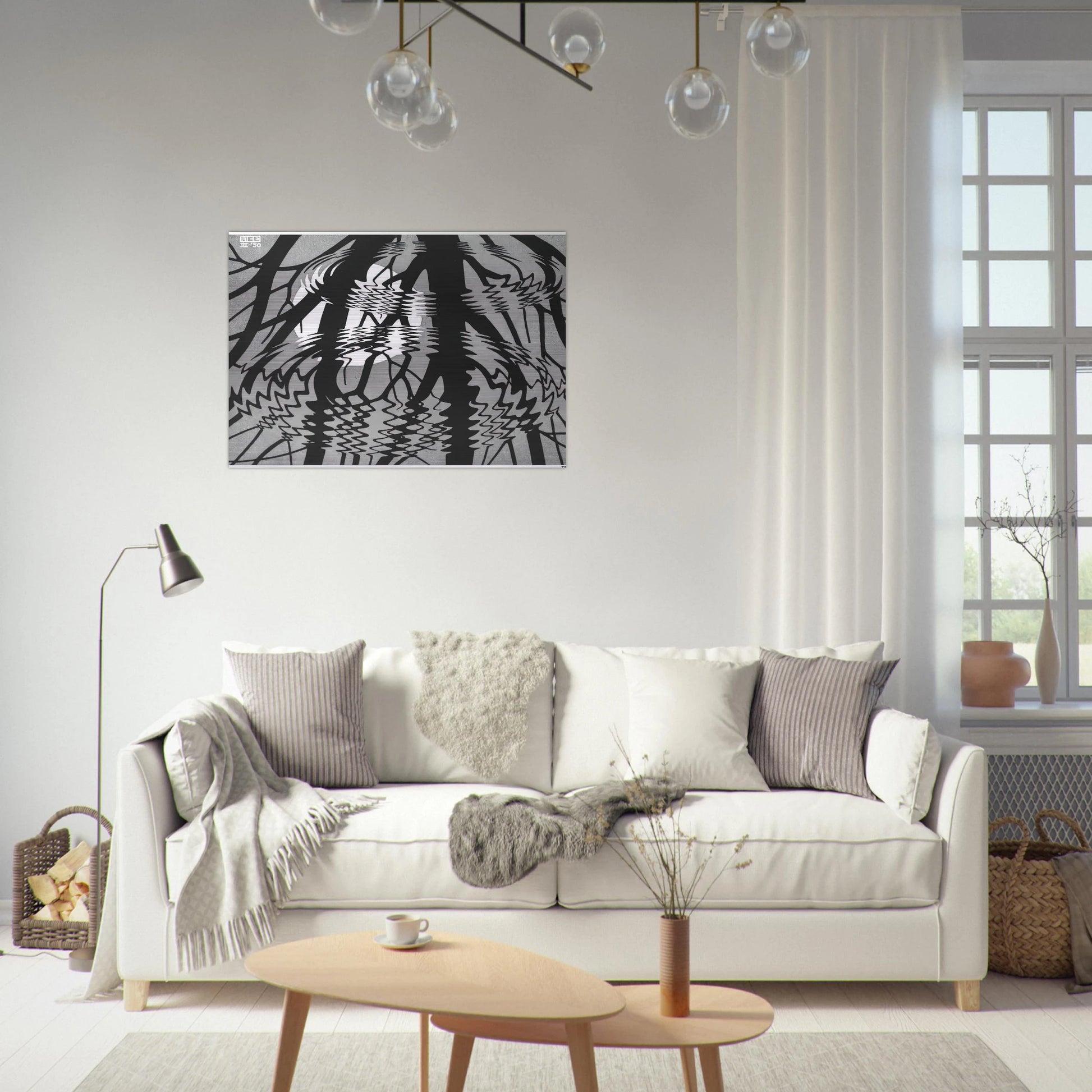 RIPPLED SURFACE - MC Escher Brushed Aluminum Print - 70x100 cm / 28x40 inches | MC Escher Aluminum Print | MC Escher Prints