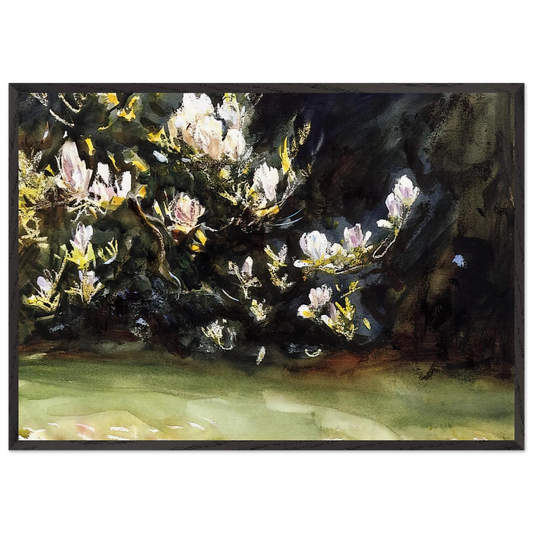 Magnolias - John Singer Sargent 70x100 cm / 28x40 inches Framed Art Print – Black Wooden Frame