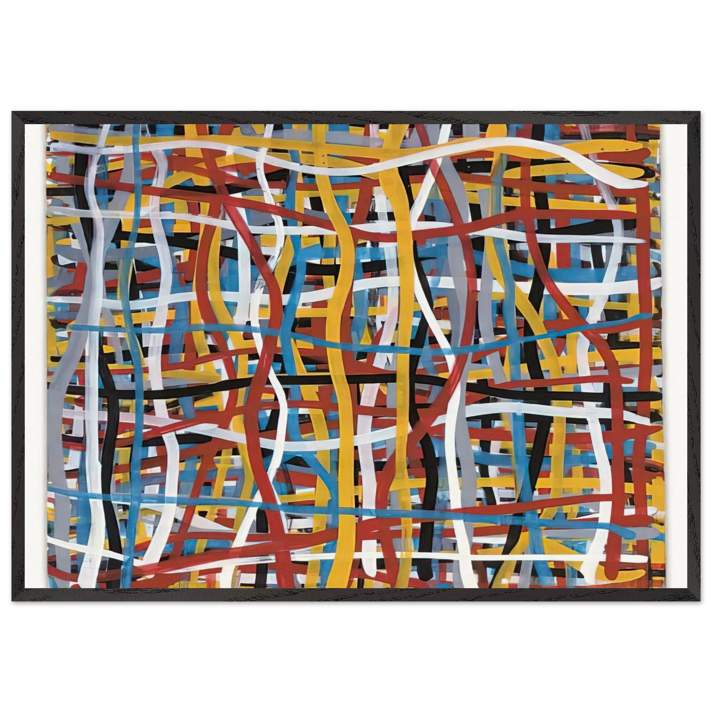 Irregular Vertical and Horizontal Bands of Color Superimposed - Sol LeWitt Framed Art Print – Black Wooden Frame - Default Title - -Framed Art Print