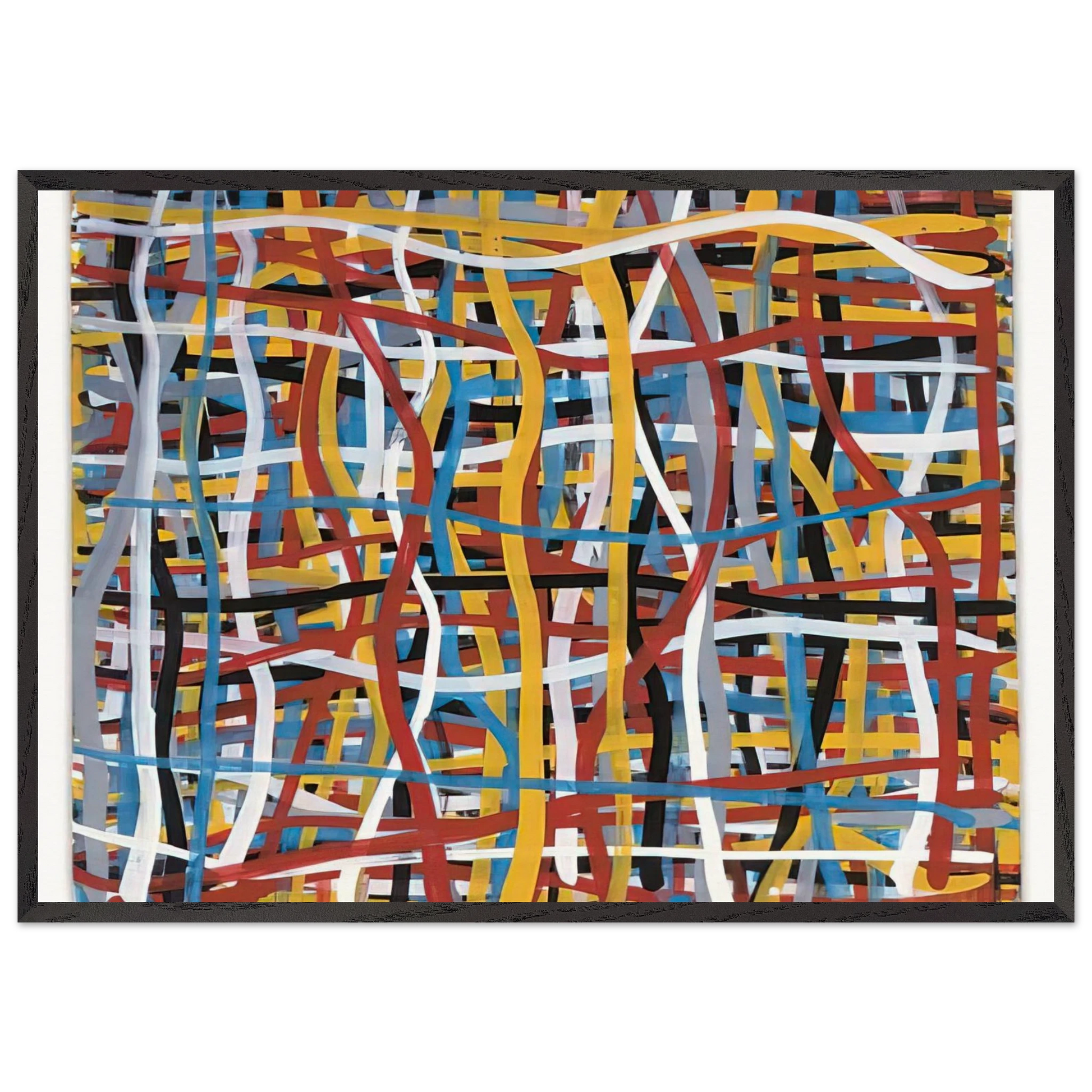 Irregular Vertical and Horizontal Bands of Color Superimposed - Sol LeWitt Framed Art Print – Black Wooden Frame - Default Title - -Framed Art Print