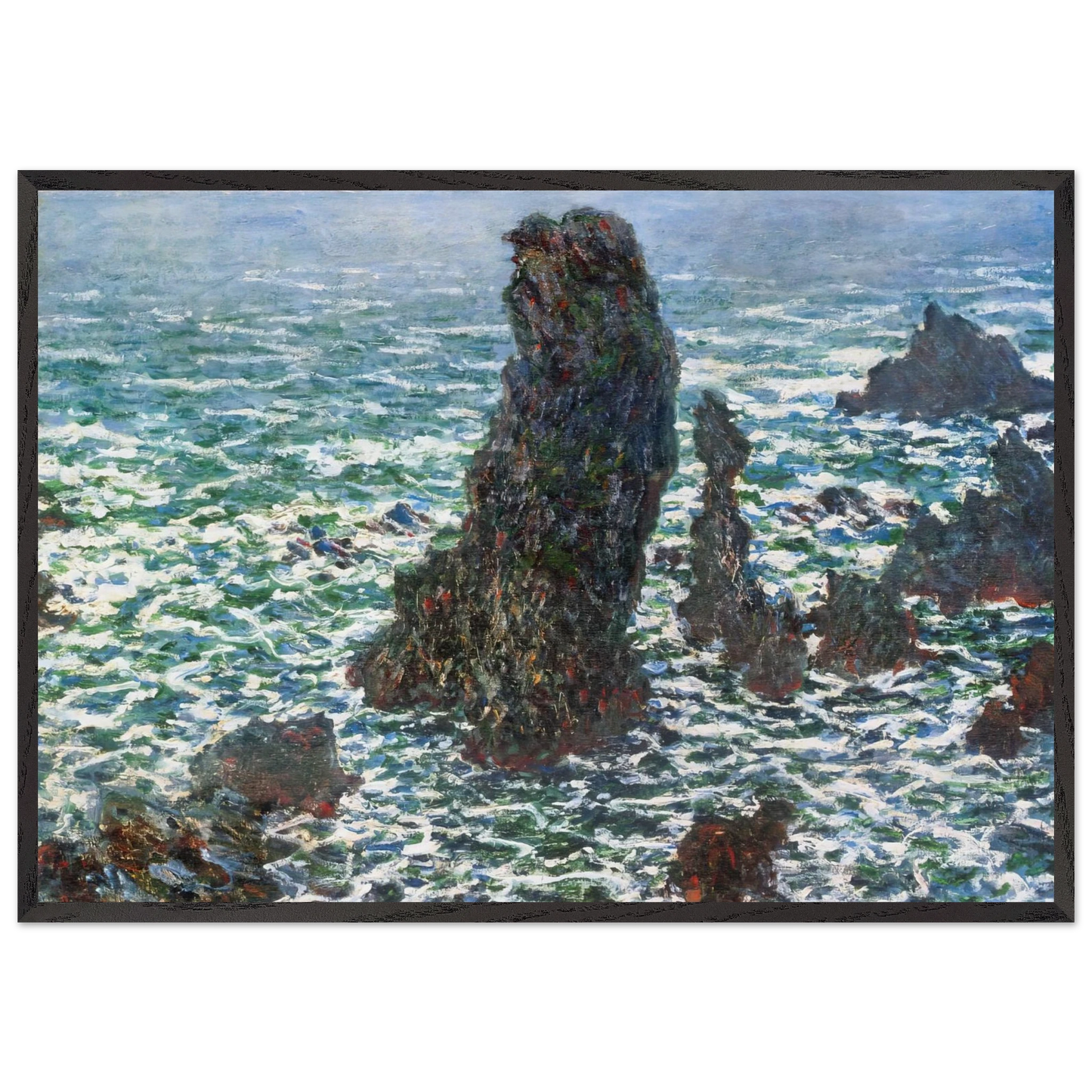 The Pyramids of Port Coton Belle-Ile-en-Mer - claude monet Framed Art Print – Black Wooden Frame - Default Title - -Framed Art Print