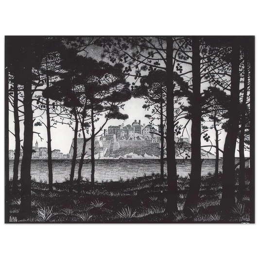 MC Escher - PINETA OF CALVI CORSICA Wall Art - 21x29.7 cm / 8x12" - Fine Art Poster - -